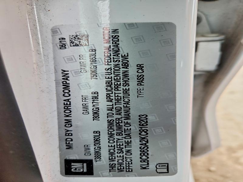 Продаж на аукціоні авто 2019 Chevrolet Spark, vin: KL8CB6SA2KC816203, номер лоту: 75497425