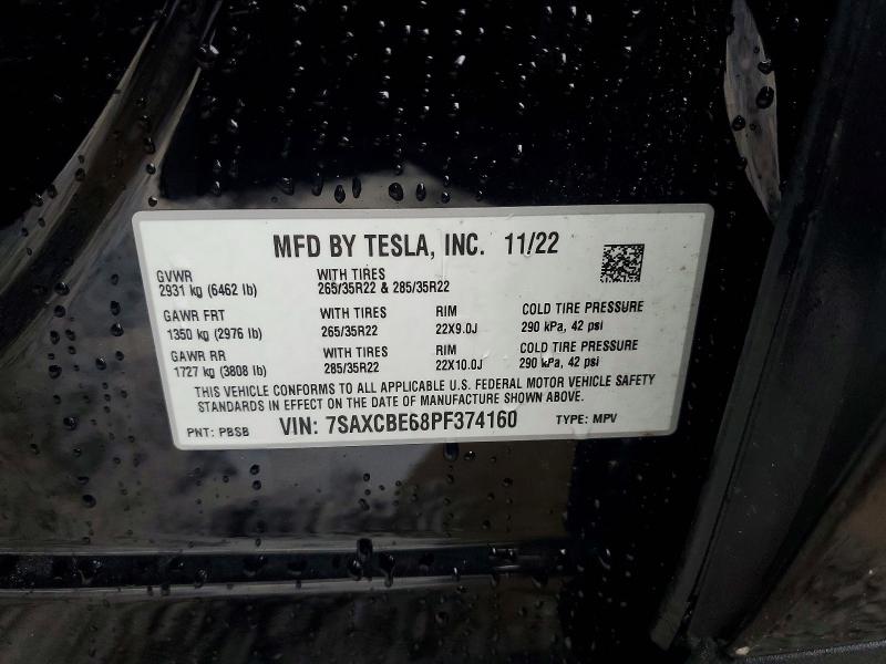 78520345 :رقم المزاد ، 7SAXCBE68PF374160 vin ، 2023 Tesla Model X مزاد بيع