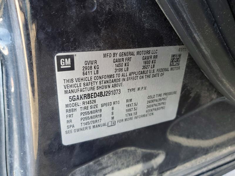 76801875 :رقم المزاد ، 5GAKRBED4BJ291073 vin ، 2011 Buick Enclave مزاد بيع