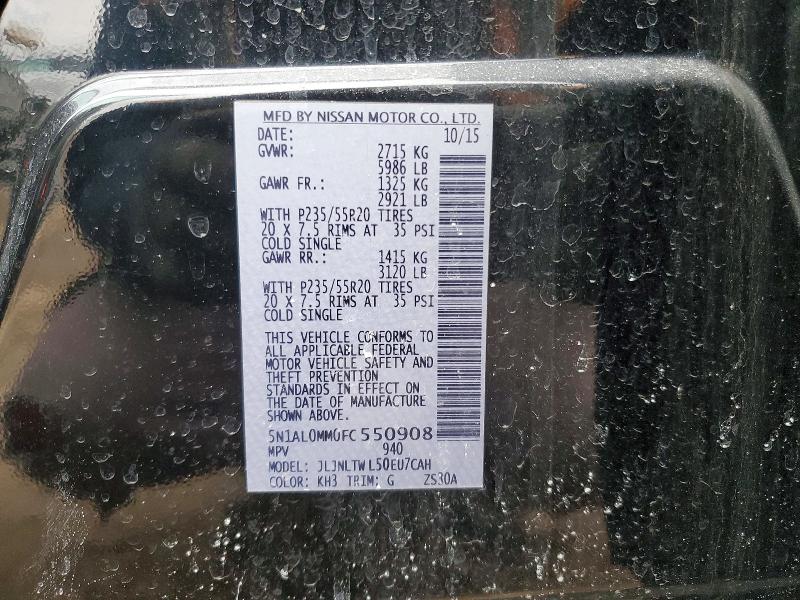 Aukcja sprzedaży 2015 Infiniti Qx60, vin: 5N1AL0MM0FC550908, numer aukcji: 77628995