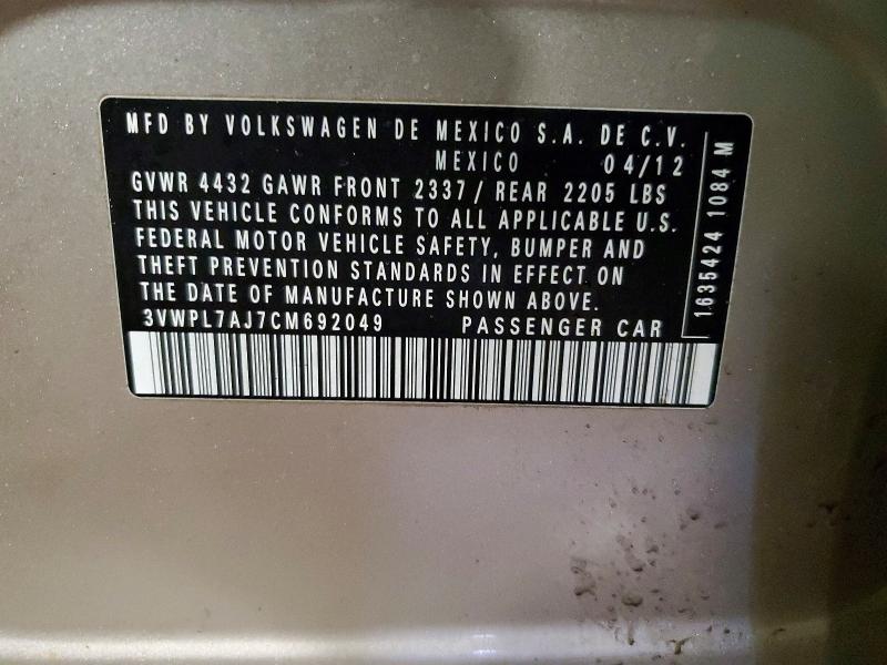 Продаж на аукціоні авто 2012 Volkswagen Jetta Tdi, vin: 3VWPL7AJ7CM692049, номер лоту: 76470765