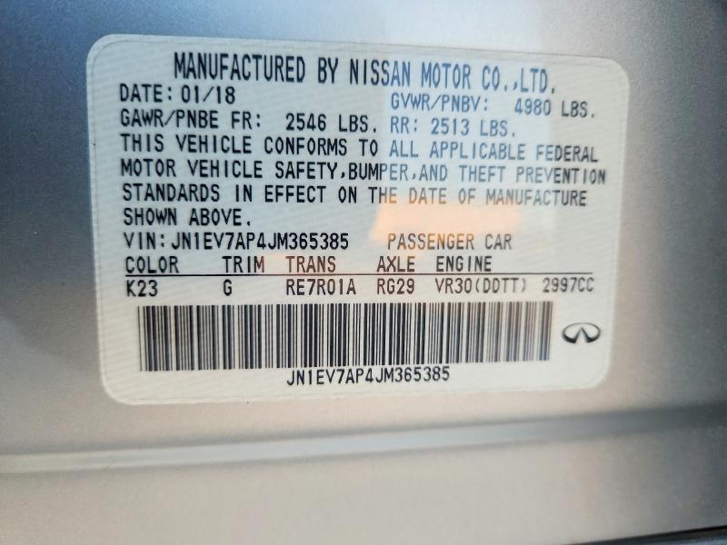 Продажа на аукционе авто 2018 Infiniti Q50, vin: JN1EV7AP4JM365385, номер лота: 79296935