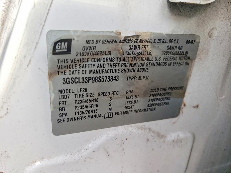 78180655 :رقم المزاد ، 3GSCL33P98S573843 vin ، 2008 Saturn Vue مزاد بيع