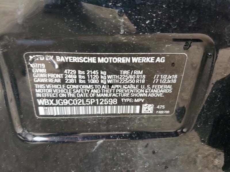 78539515 :رقم المزاد ، WBXJG9C02L5P12598 vin ، 2020 Bmw X1 مزاد بيع