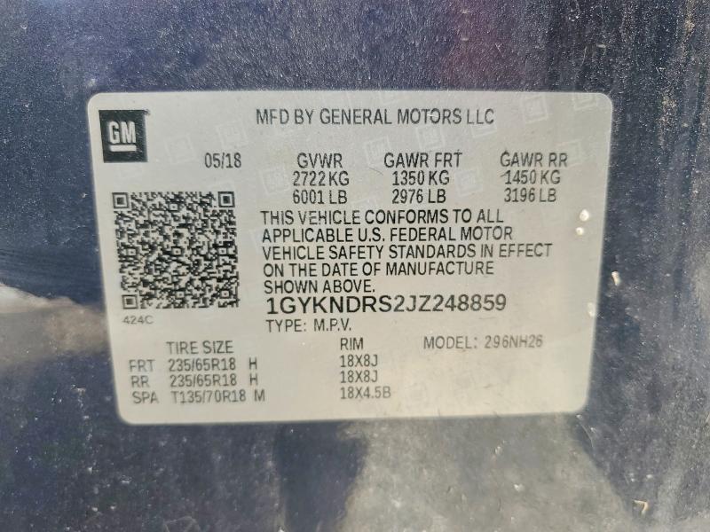 78027715 :رقم المزاد ، 1GYKNDRS2JZ248859 vin ، 2018 Cadillac Xt5 Luxury مزاد بيع
