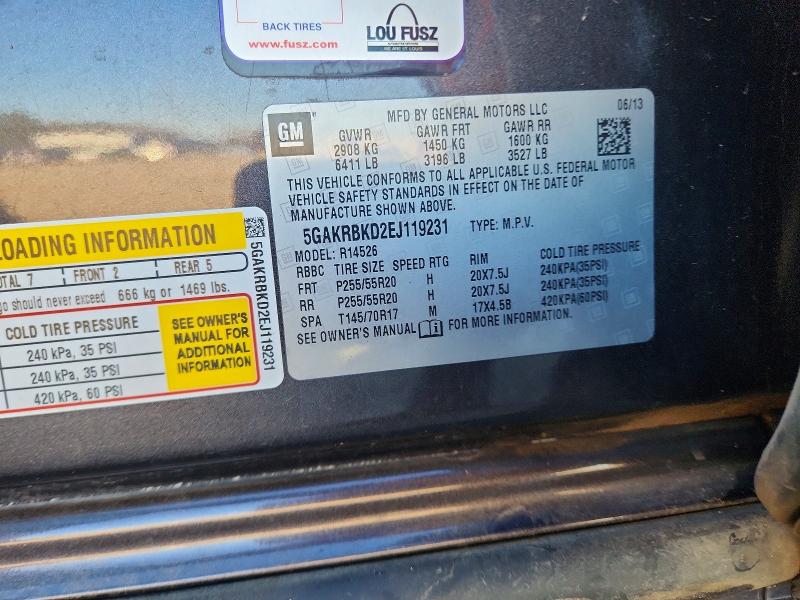Aukcja sprzedaży 2014 Buick Enclave, vin: 5GAKRBKD2EJ119231, numer aukcji: 78681625