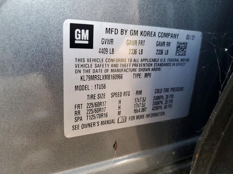 76766795 :رقم المزاد ، KL79MRSLXMB160966 vin ، 2021 Chevrolet Trailblaze مزاد بيع