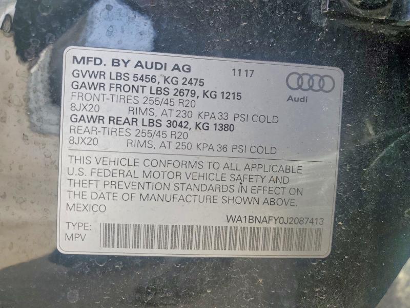Auction sale of the 2018 Audi Q5, vin: WA1BNAFY0J2087413, lot number: 78870305
