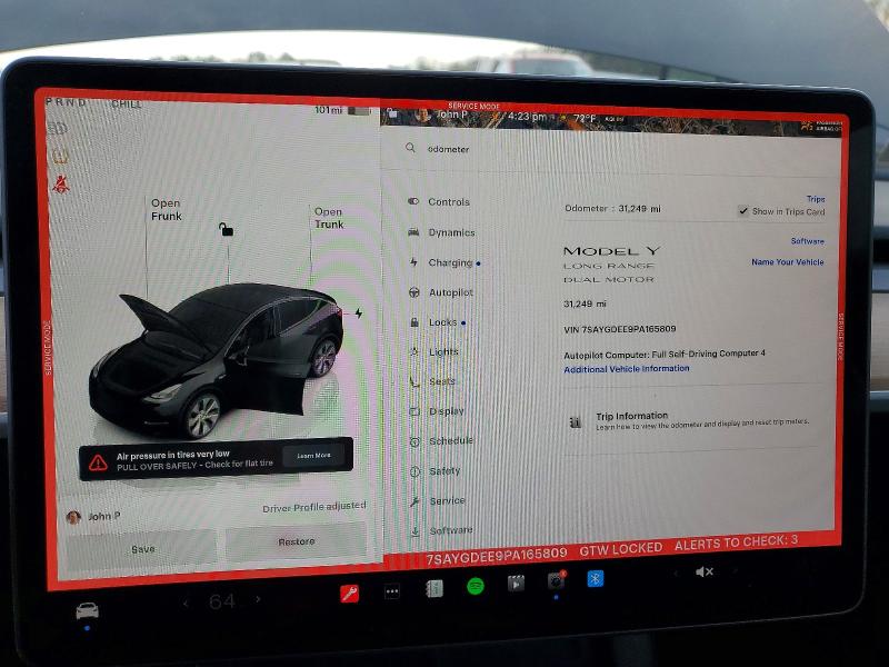 Продаж на аукціоні авто 2023 Tesla Model Y, vin: 7SAYGDEE9PA165809, номер лоту: 76648645