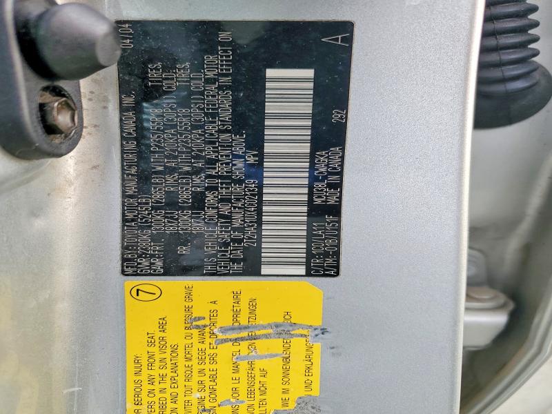 73837095 :رقم المزاد ، 2T2HA31UX4C021349 vin ، 2004 Lexus Rx مزاد بيع