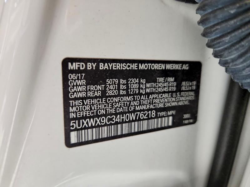 Aukcja sprzedaży 2017 Bmw X3, vin: 5UXWX9C34H0W76218, numer aukcji: 78925535