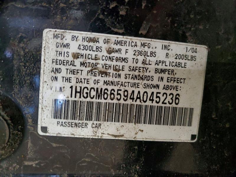 Продаж на аукціоні авто 2004 Honda Accord Ex, vin: 1HGCM66594A045236, номер лоту: 77960865