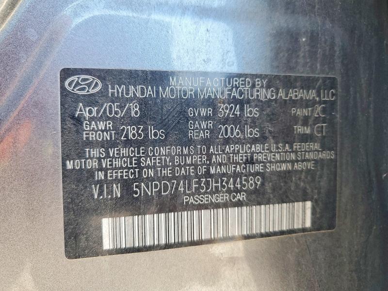 Aukcja sprzedaży 2018 Hyundai Elantra, vin: 5NPD74LF3JH344589, numer aukcji: 78245575