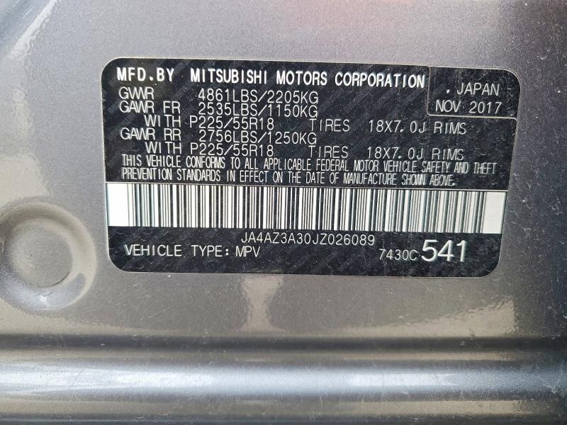 Продаж на аукціоні авто 2018 Mitsubishi Outlander, vin: JA4AZ3A30JZ026089, номер лоту: 75817955