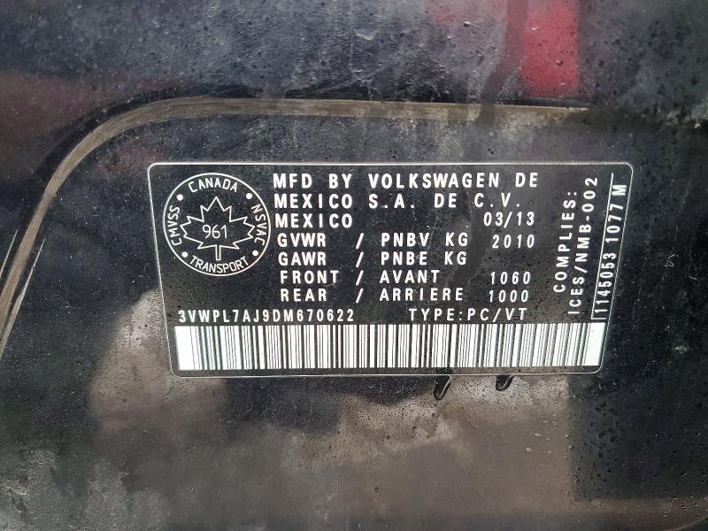2013 Volkswagen Jetta მანქანა იყიდება აუქციონზე, vin: 3VWPL7AJ9DM670622, აუქციონის ნომერი: 76902075