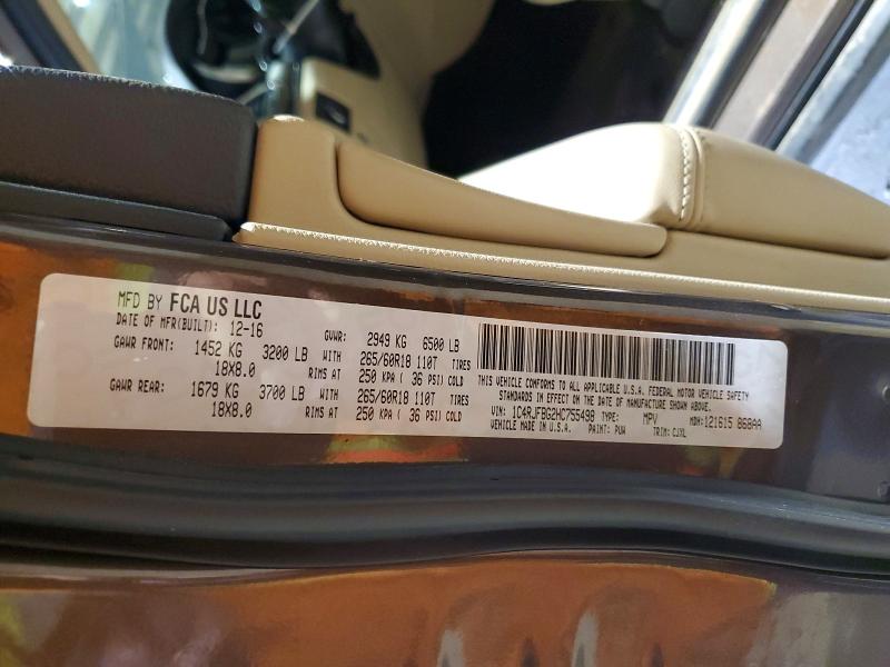 Auction sale of the 2017 Jeep Cherokee, vin: 1C4RJFBG2HC755498, lot number: 79219395