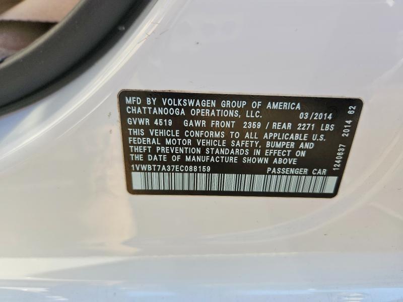 Продажа на аукционе авто 2014 Volkswagen Passat, vin: 1VWBT7A37EC088159, номер лота: 76800935