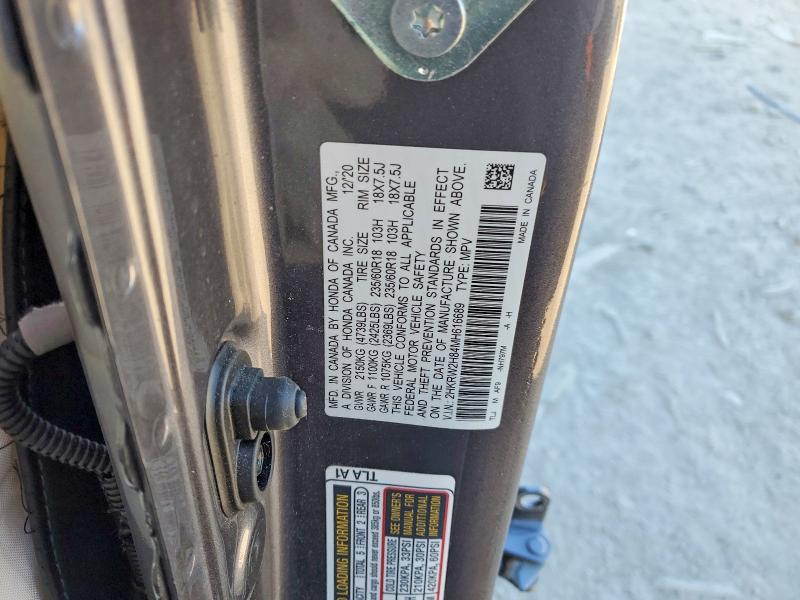 2021 Honda Cr-v მანქანა იყიდება აუქციონზე, vin: 2HKRW2H84MH616689, აუქციონის ნომერი: 77548765