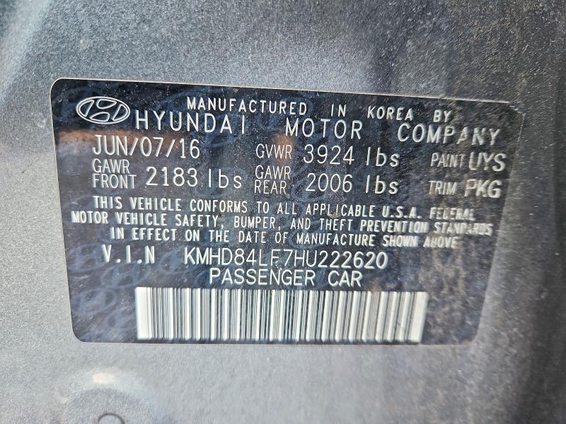 Продаж на аукціоні авто 2017 Hyundai Elantra, vin: KMHD84LF7HU222620, номер лоту: 74965235
