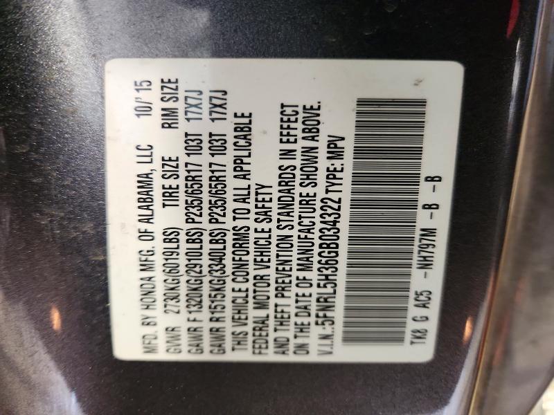 Aukcja sprzedaży 2016 Honda Odyssey, vin: 5FNRL5H36GB034322, numer aukcji: 76333805