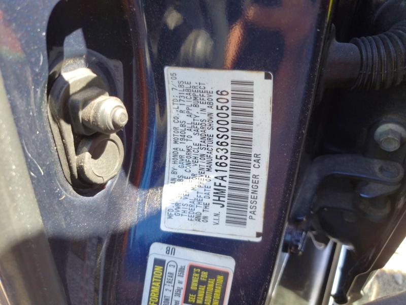 Продаж на аукціоні авто 2006 Honda Civic, vin: JHMFA16536S000506, номер лоту: 73997905