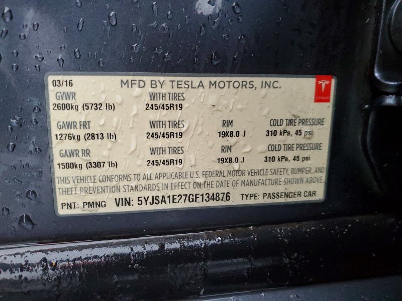 Aukcja sprzedaży 2016 Tesla Model S, vin: 5YJSA1E27GF134876, numer aukcji: 75870265
