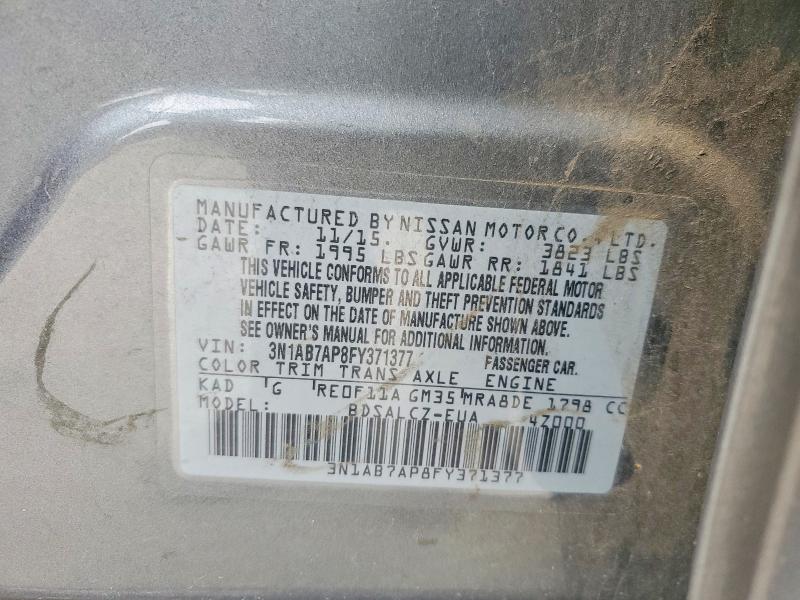 78637345 :رقم المزاد ، 3N1AB7AP8FY371377 vin ، 2015 Nissan Sentra مزاد بيع