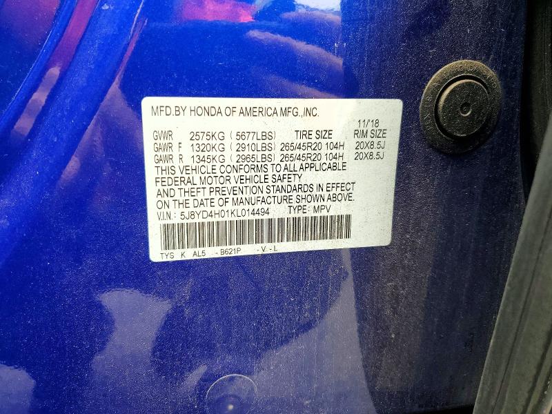 Продажа на аукционе авто 2019 Acura Mdx, vin: 5J8YD4H01KL014494, номер лота: 76952035