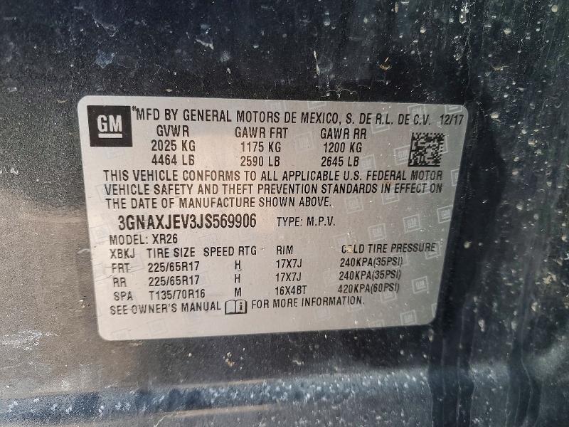 Aukcja sprzedaży 2018 Chevrolet Equinox, vin: 3GNAXJEV3JS569906, numer aukcji: 79077945