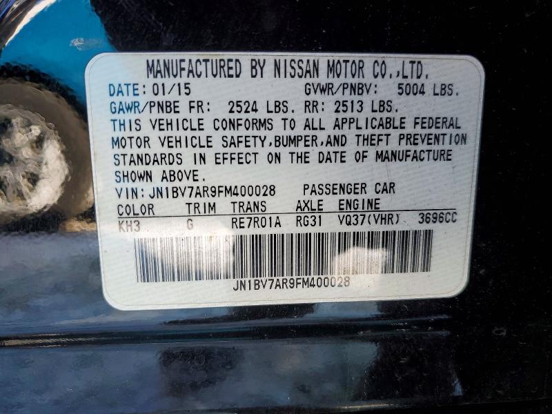2015 Infiniti Q50 მანქანა იყიდება აუქციონზე, vin: JN1BV7AR9FM400028, აუქციონის ნომერი: 78332255