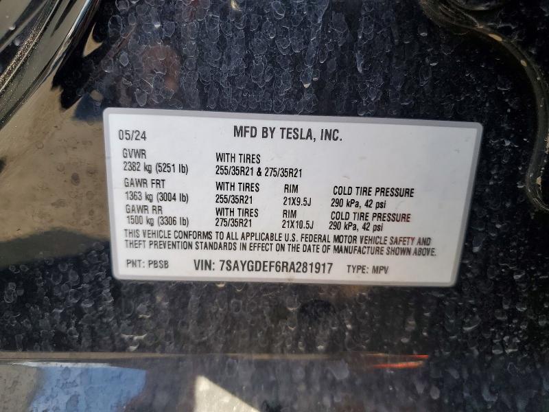 Aukcja sprzedaży 2024 Tesla Model Y, vin: 7SAYGDEF6RA281917, numer aukcji: 75959595