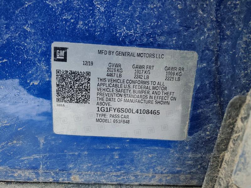 Продаж на аукціоні авто 2020 Chevrolet Bolt Ev, vin: 1G1FY6S00L4108465, номер лоту: 77819315
