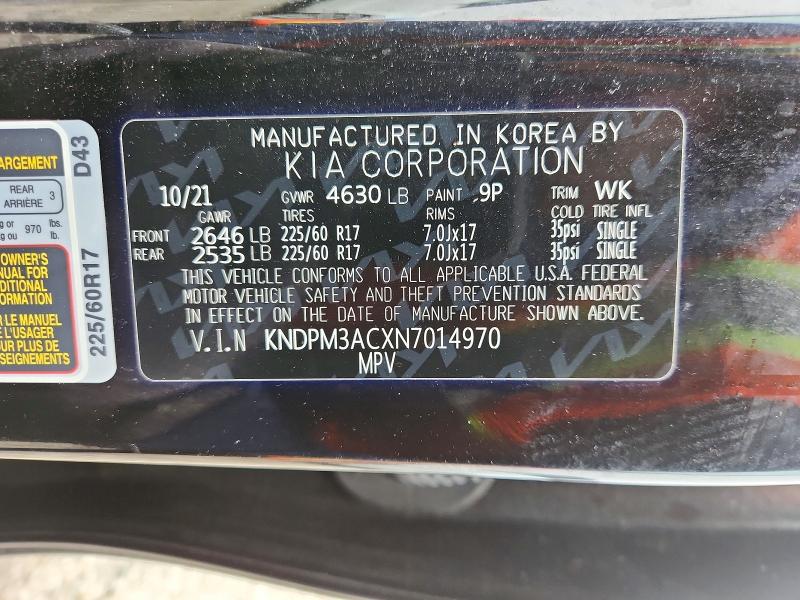 Aukcja sprzedaży 2022 Kia Sportage, vin: KNDPM3ACXN7014970, numer aukcji: 77331305