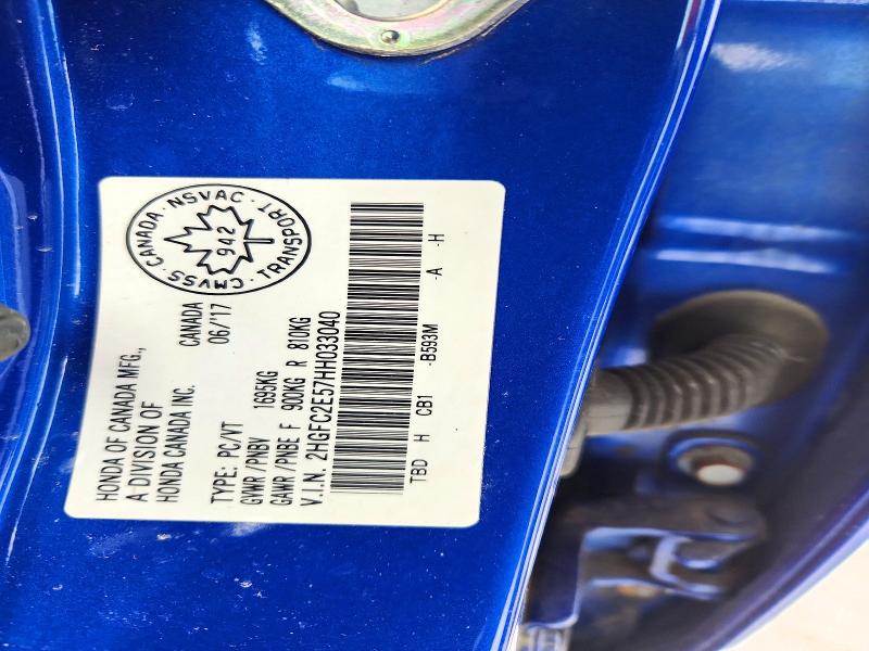 Aukcja sprzedaży 2017 Honda Civic, vin: 2HGFC2E57HH033040, numer aukcji: 76027495