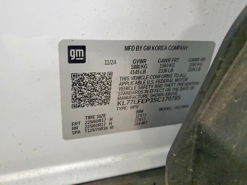 Aukcja sprzedaży 2025 Chevrolet Trax, vin: KL77LFEP3SC170785, numer aukcji: 51552966