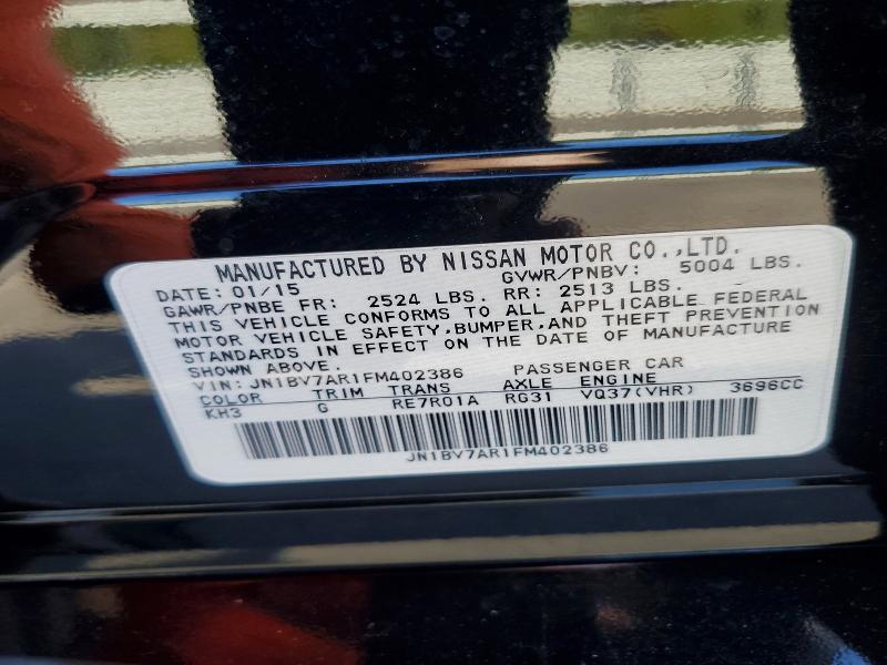 2015 Infiniti Q50 მანქანა იყიდება აუქციონზე, vin: JN1BV7AR1FM402386, აუქციონის ნომერი: 78004705