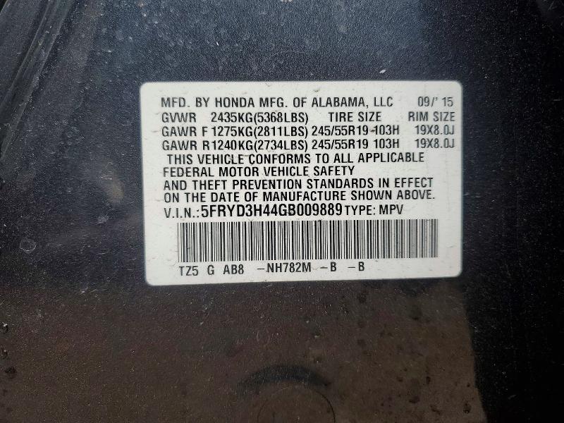 Aukcja sprzedaży 2016 Acura Mdx, vin: 5FRYD3H44GB009889, numer aukcji: 77837665