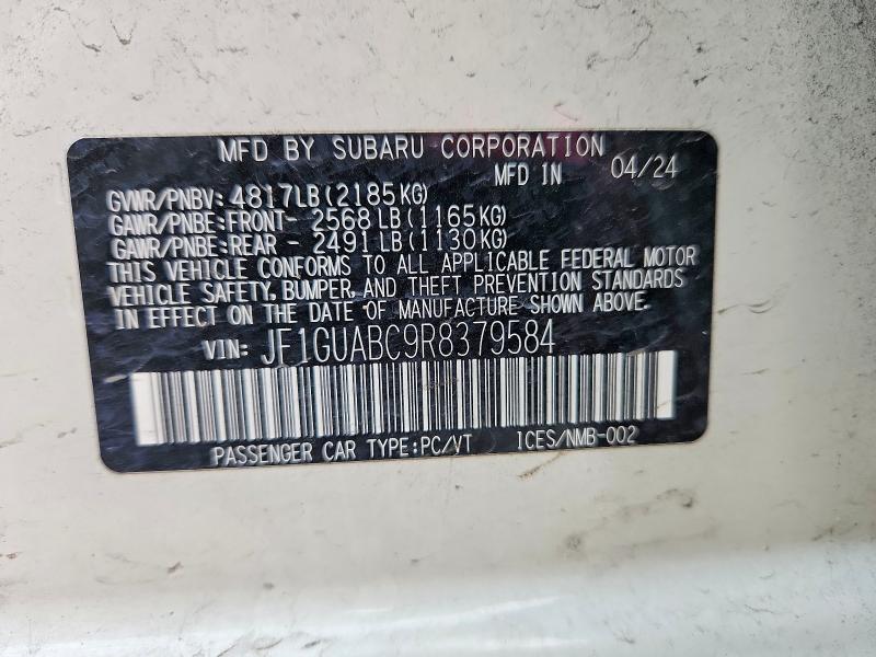 Продаж на аукціоні авто 2024 Subaru Impreza, vin: JF1GUABC9R8379584, номер лоту: 78875505