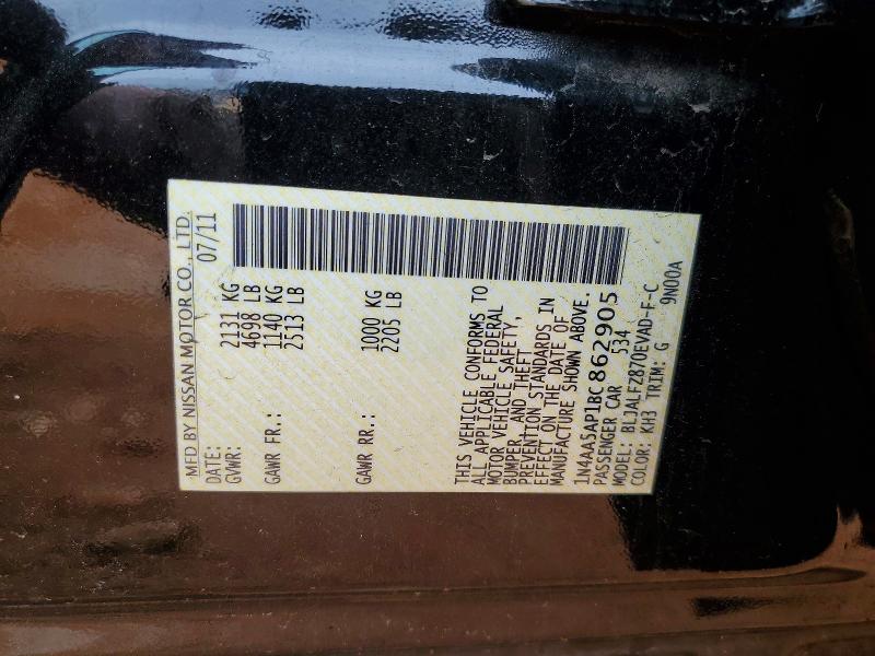 Aukcja sprzedaży 2011 Nissan Maxima, vin: 1N4AA5AP1BC862905, numer aukcji: 77871085