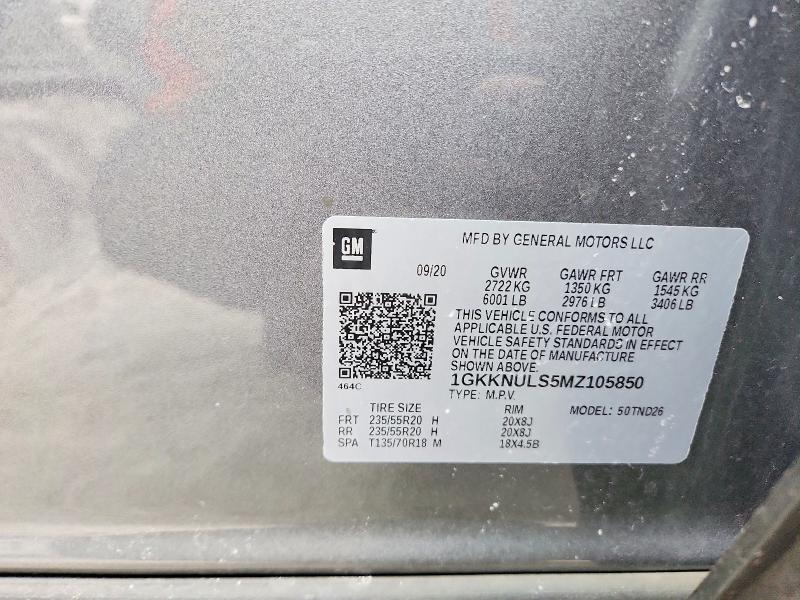 Aukcja sprzedaży 2021 Gmc Acadia, vin: 1GKKNULS5MZ105850, numer aukcji: 78956625