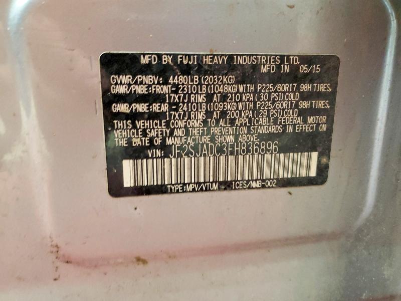 76538615 :رقم المزاد ، JF2SJADC3FH836896 vin ، 2015 Subaru Forester مزاد بيع