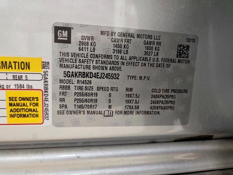 2014 Buick Enclave მანქანა იყიდება აუქციონზე, vin: 5GAKRBKD4EJ245932, აუქციონის ნომერი: 77927655