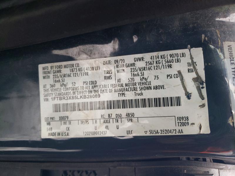 46963036 :رقم المزاد ، 1FTBR3X85LKB28089 vin ، 2020 Ford Transit مزاد بيع