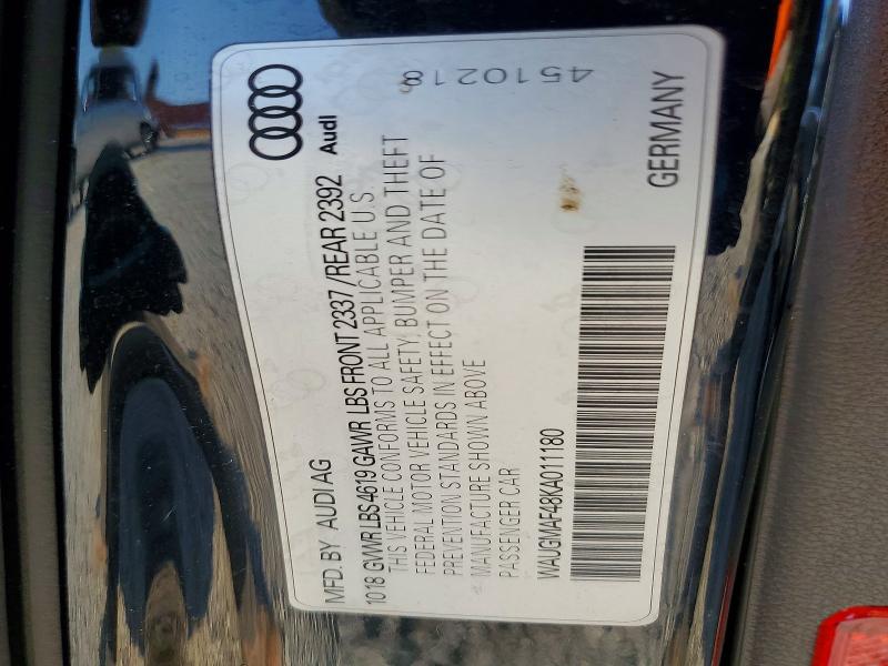 Aukcja sprzedaży 2019 Audi A4 Premium, vin: WAUGMAF48KA011180, numer aukcji: 76557175