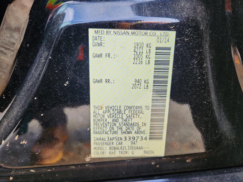 76419295 :رقم المزاد ، 1N4AL3AP5EN339734 vin ، 2014 Nissan Altima 2.5 مزاد بيع
