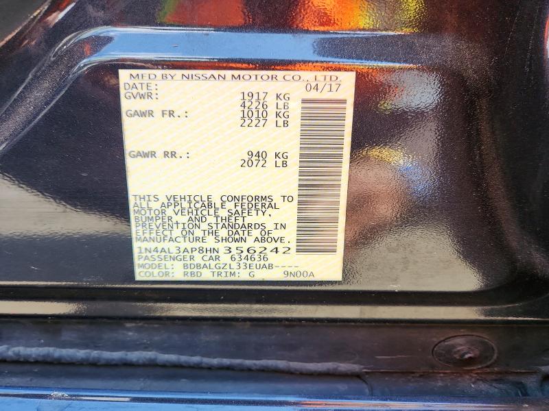 Продажа на аукционе авто 2017 Nissan Altima, vin: 1N4AL3AP8HN356242, номер лота: 79285675