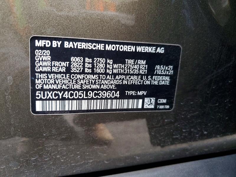 76278465 :رقم المزاد ، 5UXCY4C05L9C39604 vin ، 2020 Bmw X6 مزاد بيع