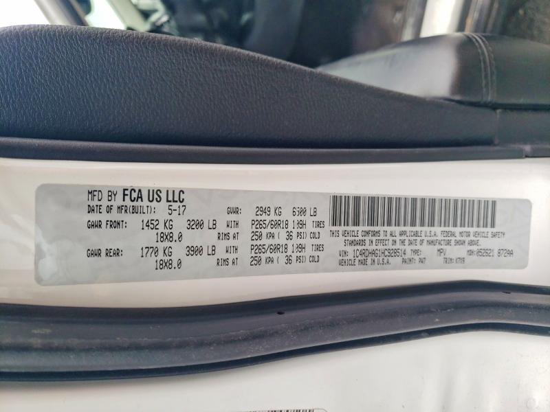 75473125 :رقم المزاد ، 1C4RDHAG1HC928514 vin ، 2017 Dodge Durango مزاد بيع