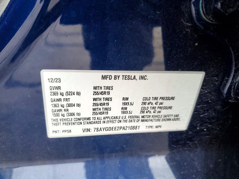 Продаж на аукціоні авто 2023 Tesla Model Y, vin: 7SAYGDEE2PA210881, номер лоту: 78986965
