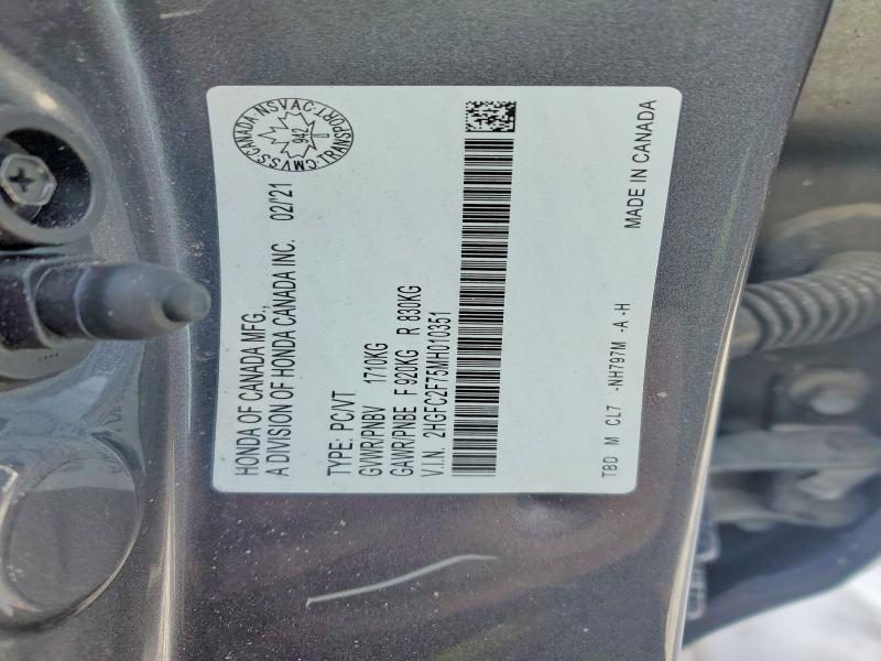 Aukcja sprzedaży 2021 Honda Civic Ex 4dr, vin: 2HGFC2F75MH010351, numer aukcji: 75999395